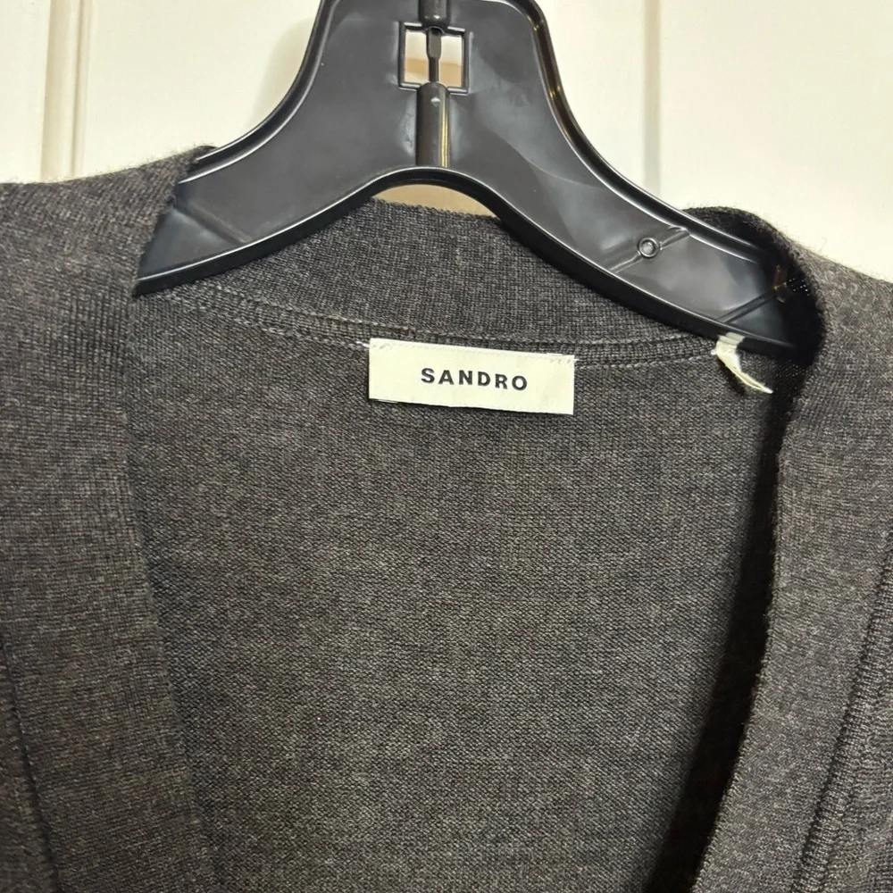 EUC SANDRO Men's Charcoal Grey Cardigan Wool Sweater size XXL
